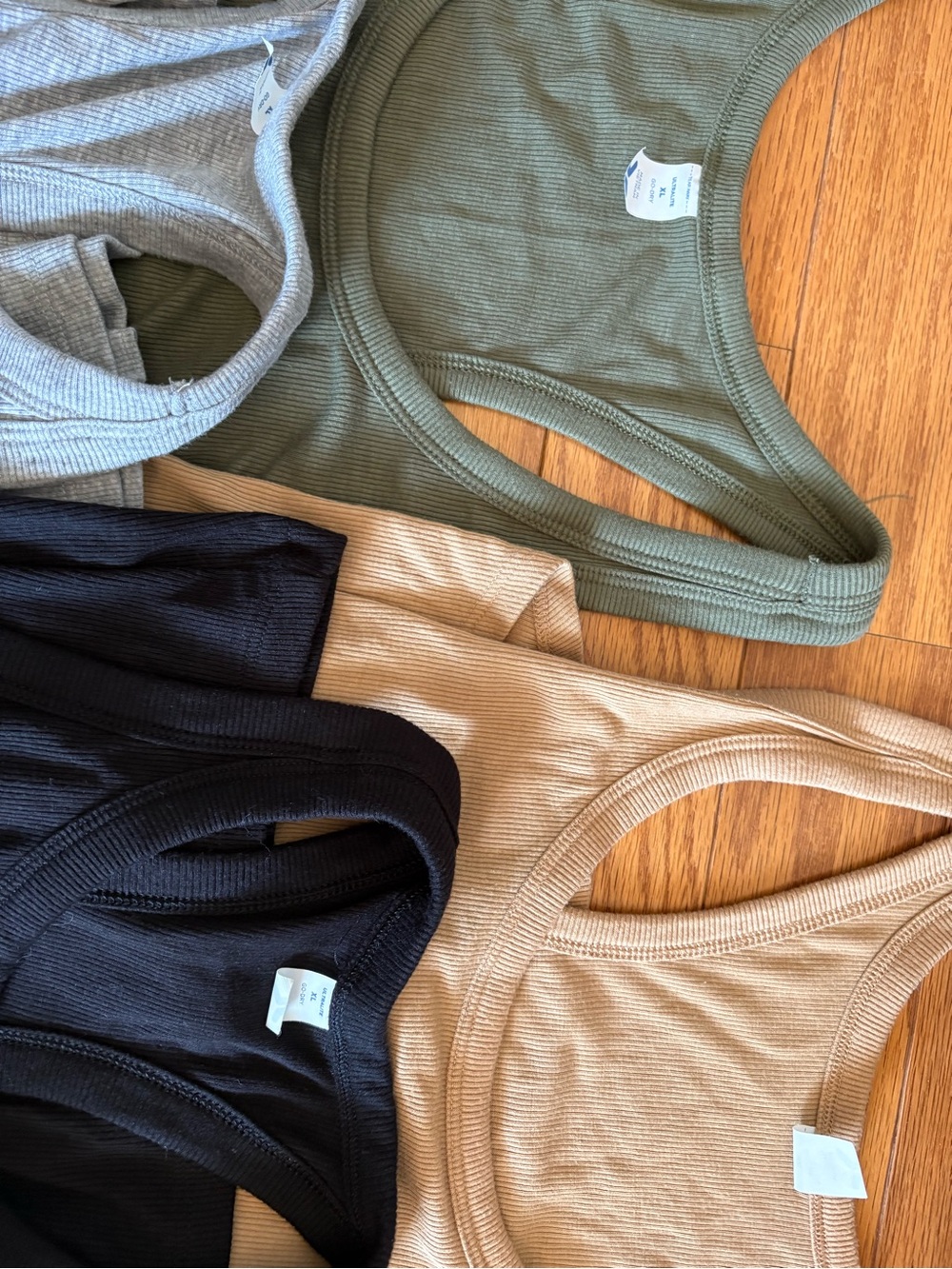 Old Navy Ribbed Tank Tops - Olive, Black, Beige, Gray